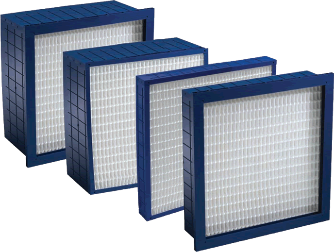 Four different models of the Dominator pleated air filter from 4\"- 12\" depths, staggered.