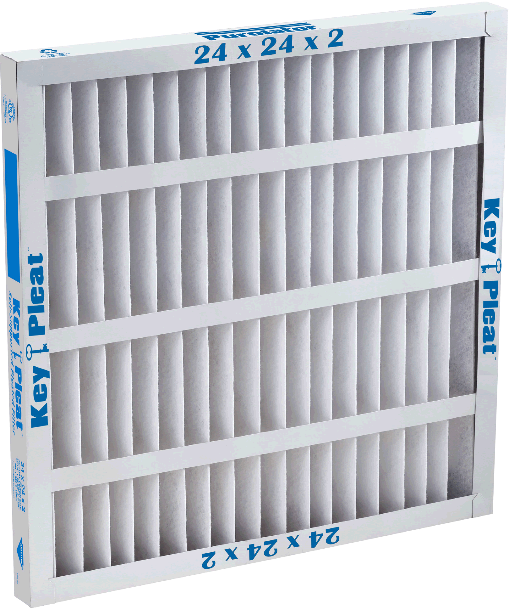 25 Nom Height x 25 Nom Width x 2 Nom Depth 8 Pack Made in USA Synthetic Wire-Backed Pleated Air Filter