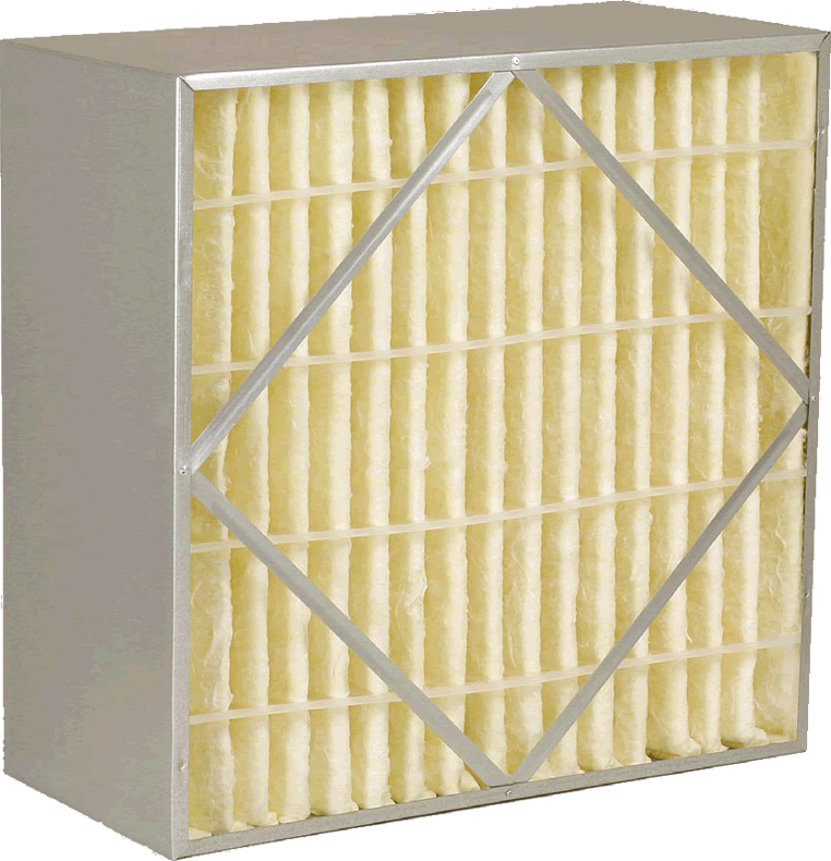 A Purolator AERO CELL S medium and high-efficiency, rigid, synthetic, fiberglass air filter.