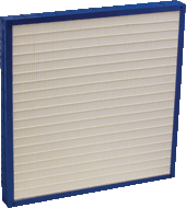 A prime one high-efficiency, 2” deep, mini pleated air filter.