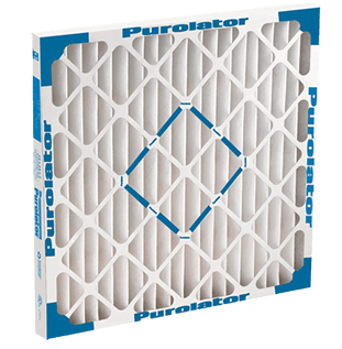 A Purolator Hi-e 40 medium efficiency, pleated air filter with MERV 8 performance.